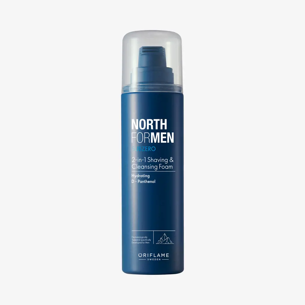 فوم اصلاح و پاکسازی 2 در 1 اوریفلیم مدل North For Men Subzero حجم 200 میل